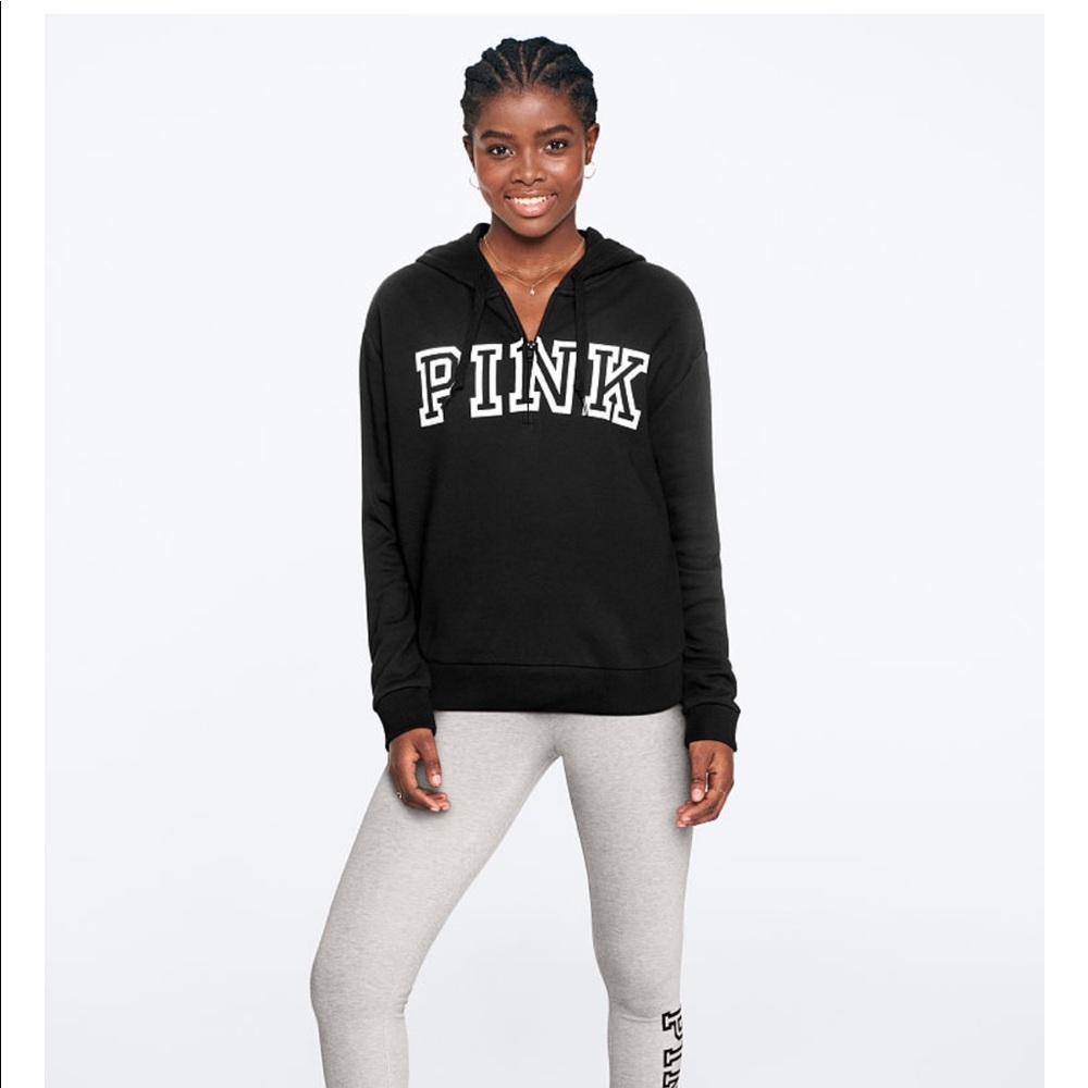 2FOR$120🔥NEW🔥VS PINK BLACK QUARTER HOODIE
